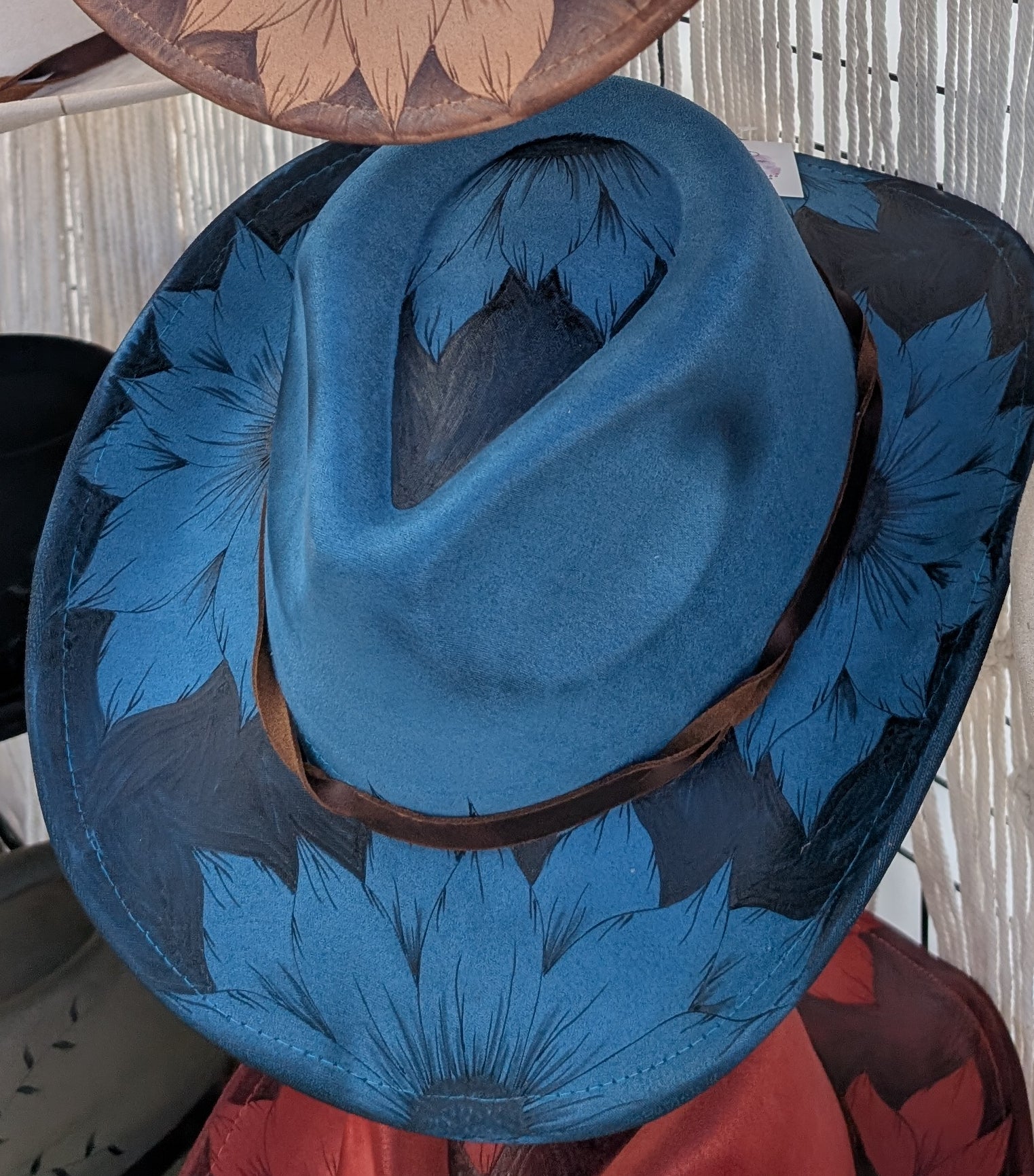 Western Hat with a Blackout Sunflower Design