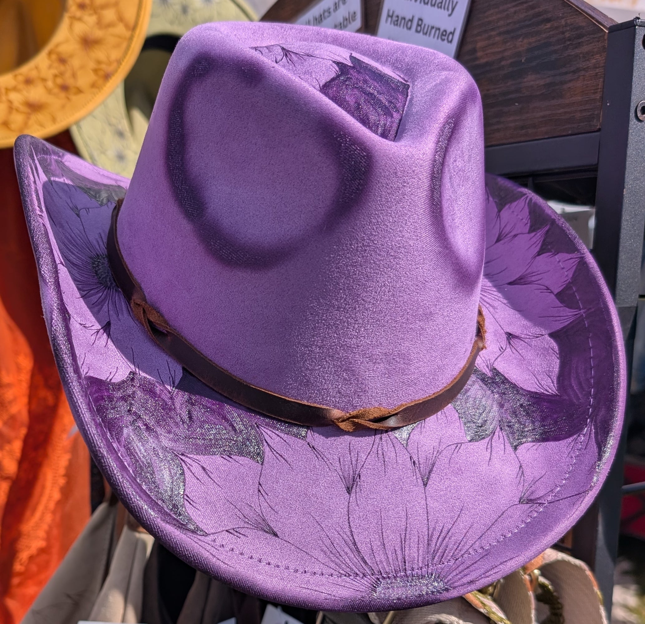 Western Hat with a Blackout Sunflower Design